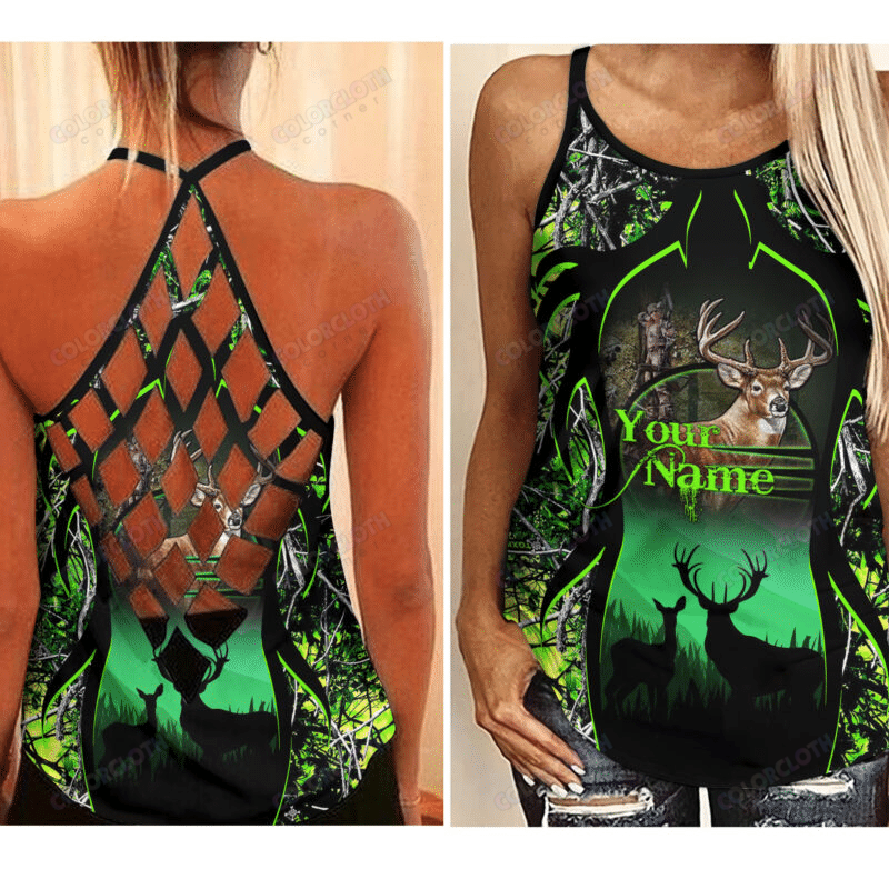 Love Deer Hunting Camo Criss Cross Tank Top 06 TV398830