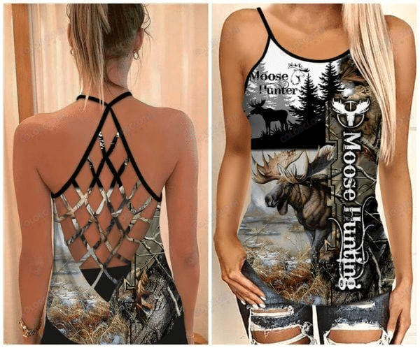 Moose Hunting Camo Criss Cross Tank Top TY026002