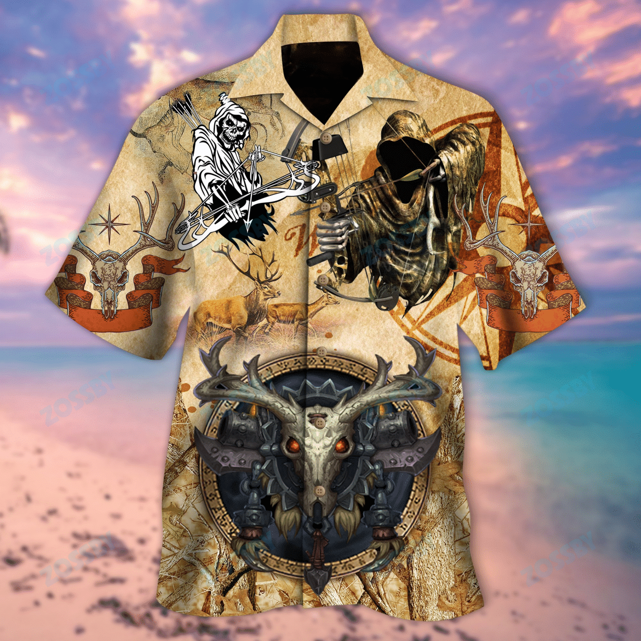 Deer Hunting Skull Hawaiian Shirt