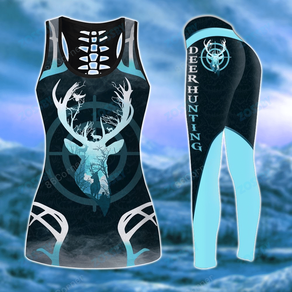 AQUA DEER HUNTING SILHOUETTE LEGGING AND TANKTOP SET