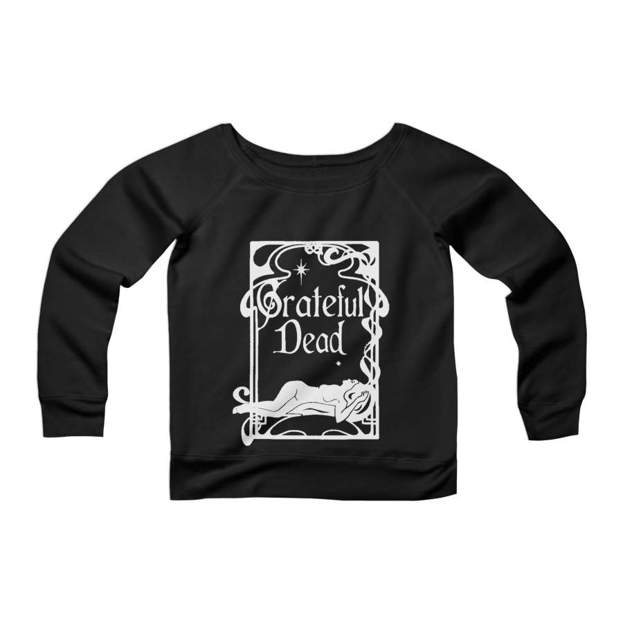 Grateful Dead Graphic Art Nouveau Design Jerry Garcia CPY Womans Wide Neck Sweatshirt Sweater