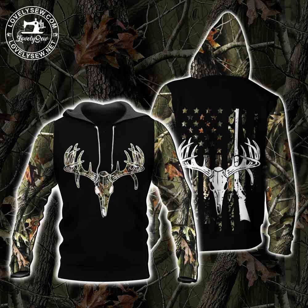 Deer Hunting Camo Skull 3D Hoodie Bit21101801