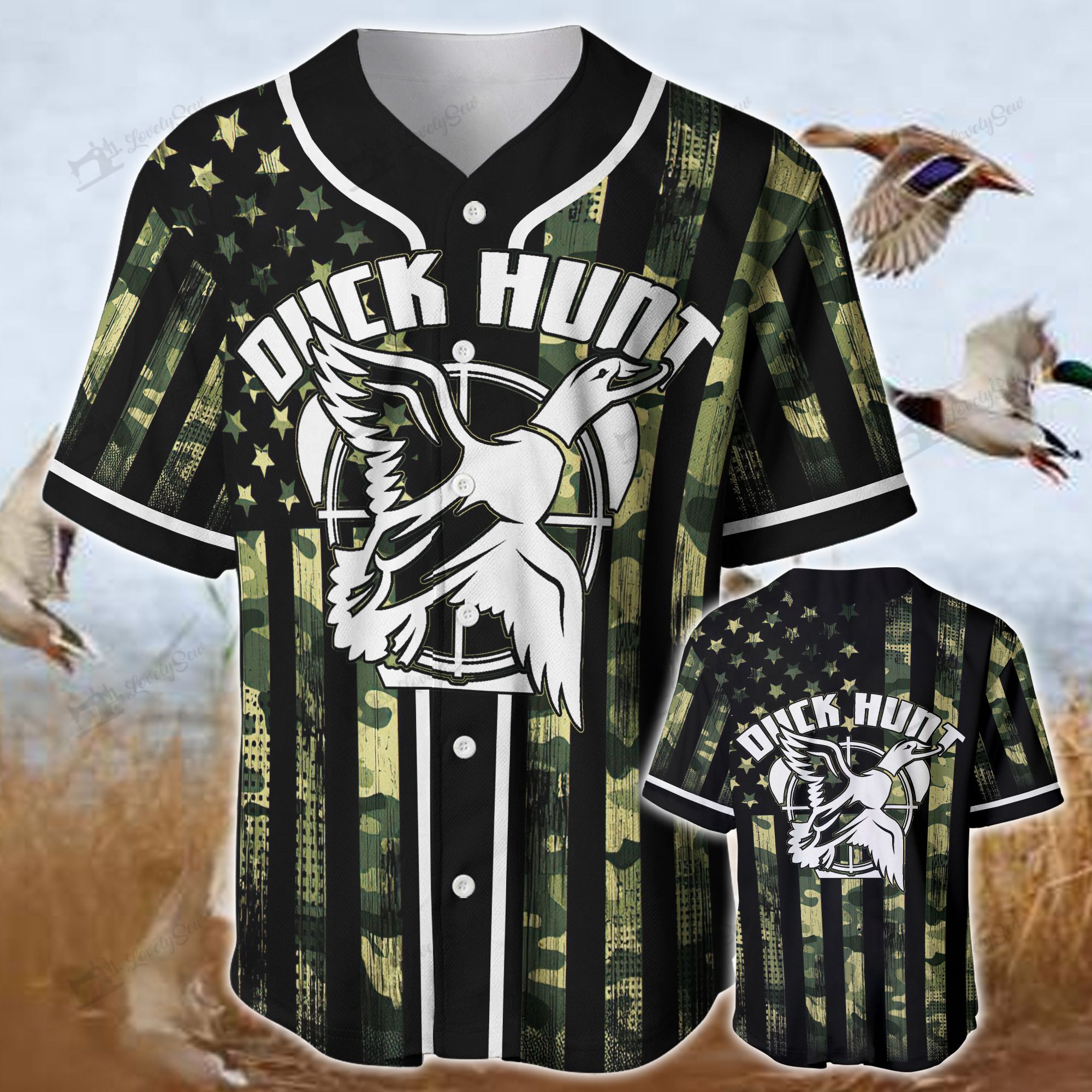 Duck Hunting Camo Baseball Shirt Bit21062807