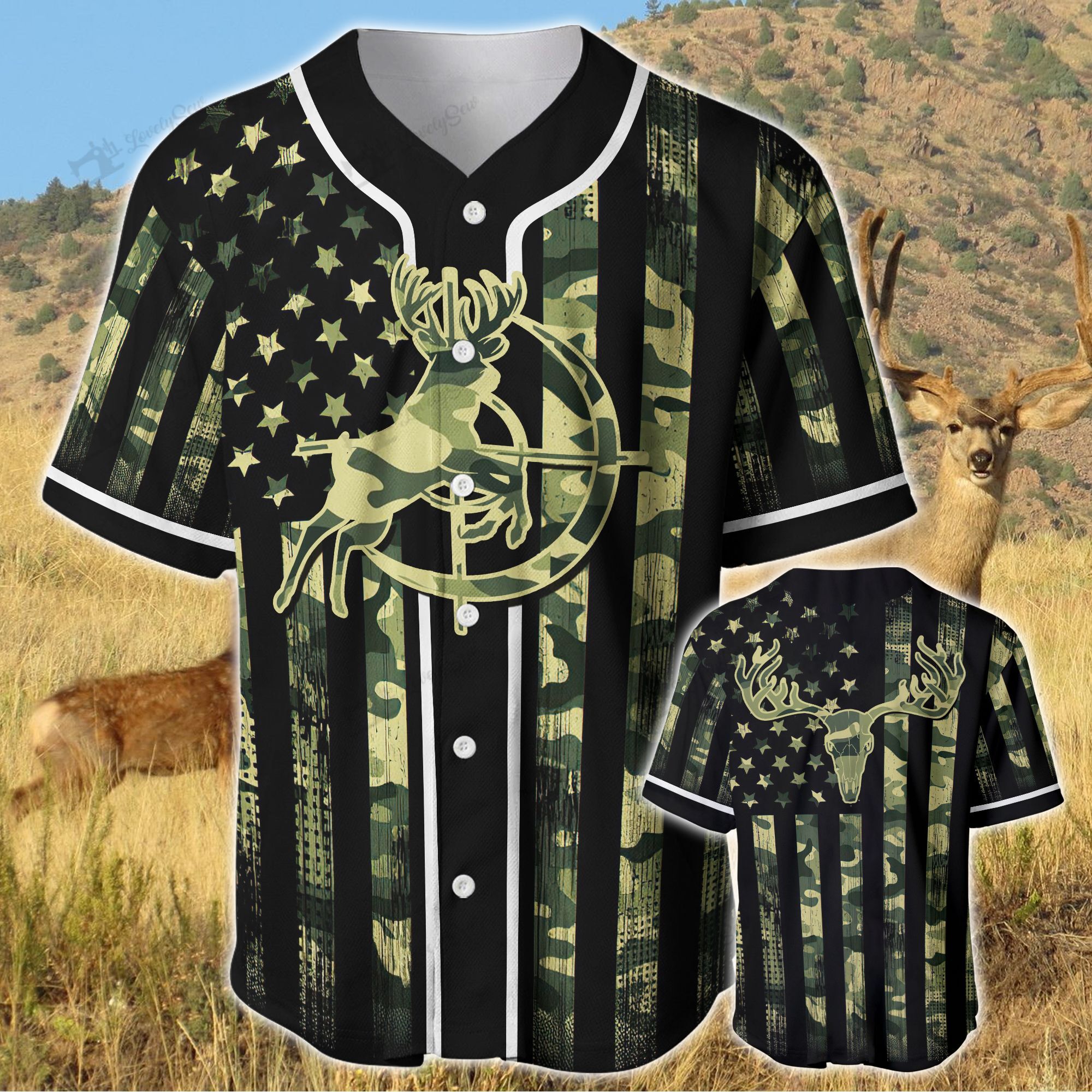 Deer Hunting Camo Baseball Shirt Bit21062901