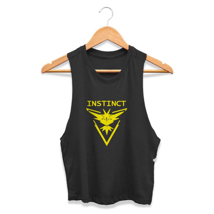 Team Instinct Pokemon Go Yellow Zapdos Lightning CPY Womans Crop Tanktop Tee