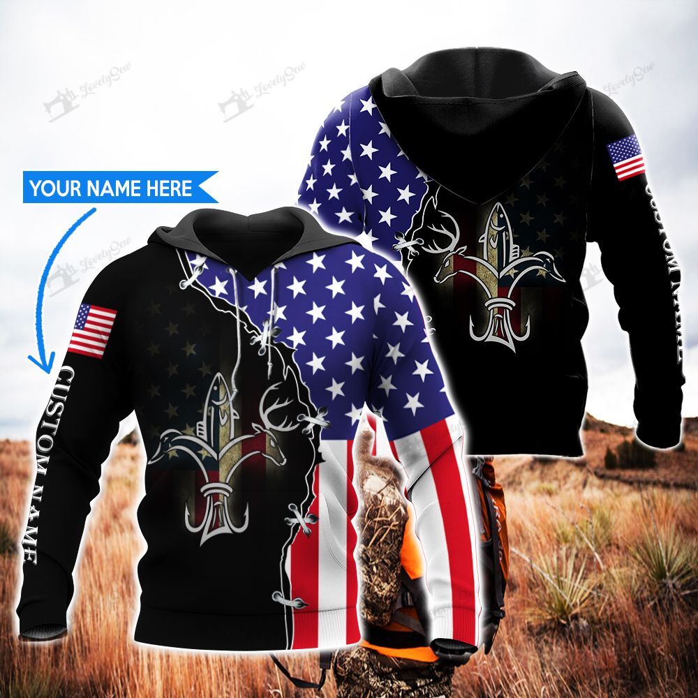 Hunting & Flag Personalized 3D Hoodie BIT21010502