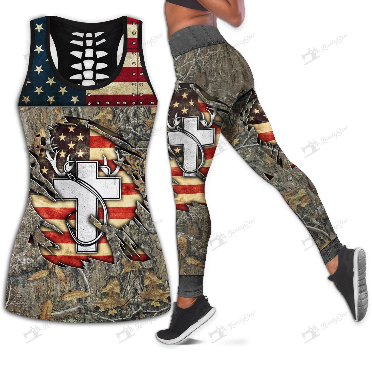 Hunting Fishing Christian Leggings-Hollow Tank Top BIL21042003