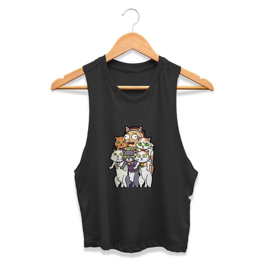 Rick And Morty Cats Pickle Rick Neko Atsume CPY Womans Crop Tanktop Tee