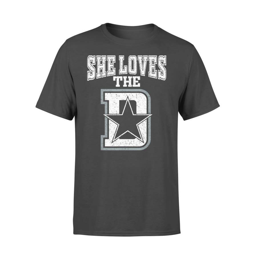 Funny Football shirt Saying She Loves The Dallas D Texas City Gift for Boyfriend – Standard T-shirt