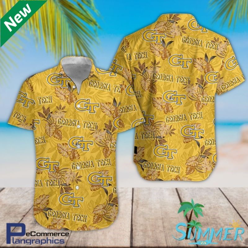 Georgia Tech Yellow Jackets Hawaiian Aloha Shirt Hawaiian Shorts Beach Short Shirt