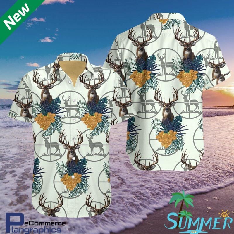 Hunting Deer Aloha Shirt Hawaiian Aloha Shirt Hawaiian Shorts Beach Short Shirt