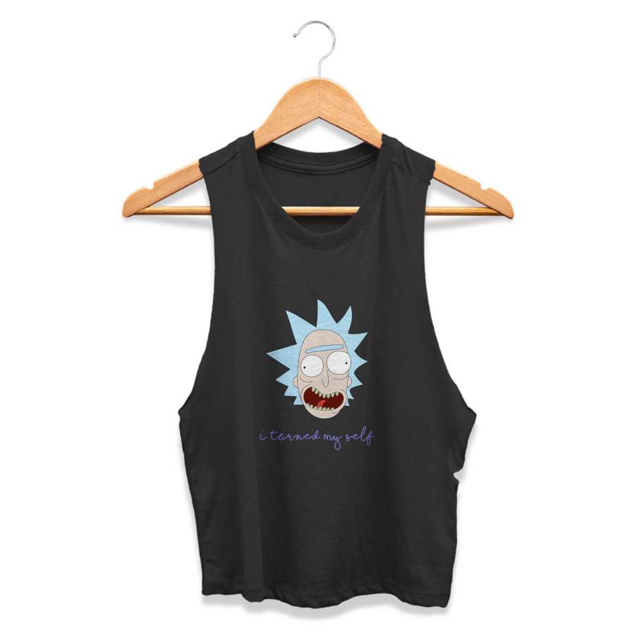 Pickle Rick Parody I Turned Myself Morty Funny Gift For Rick And Morty Fans CPY Womans Crop Tanktop Tee