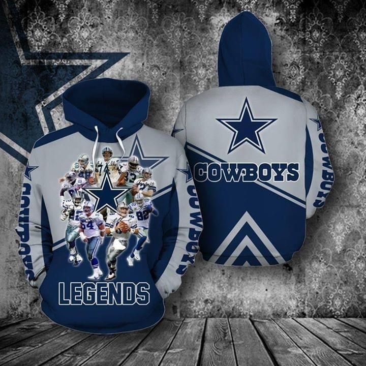 Dallas Cowboys Legends Unisex 3D Zip up Hoodie Jacket T-shirt