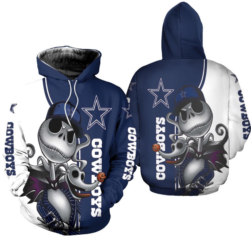 Dallas Cowboys Jack Skellington And Zero 3d Unisex Hoodie