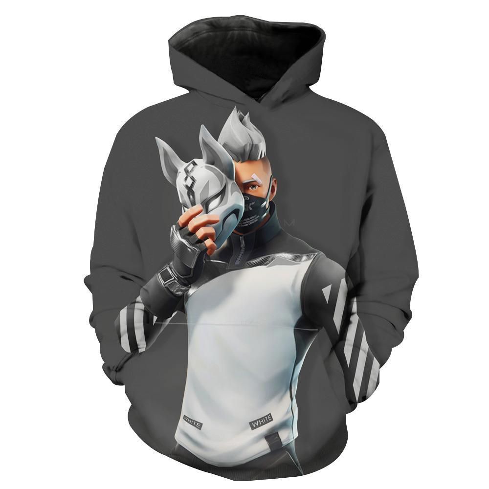 Fortnite Cosplay Off White Drift Fortnite 3D Pullover Hoodie, Bomber Jacket, Sweatshirt, T-Shirt