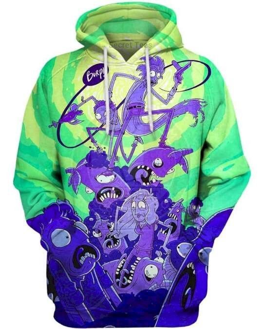 Monster War Rick And Morty Pullover And Ed Custom 3D Pullover Hoodie, Bomber Jacket, Sweatshirt, T-Shirt