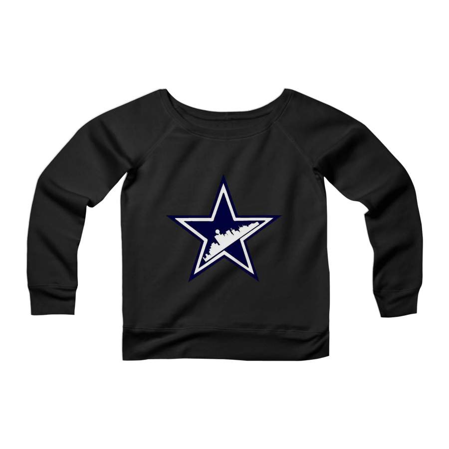 Dallas Cowboys Skyline Players Roster Womans Wide Neck Sweatshirt Sweater