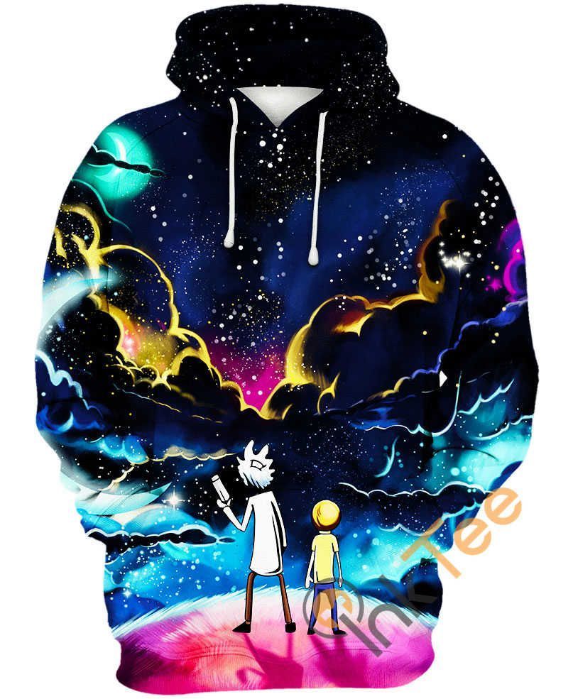 Colorful Galaxy Rick And Morty 3D Pullover Hoodie, Bomber Jacket, Sweatshirt, T-Shirt