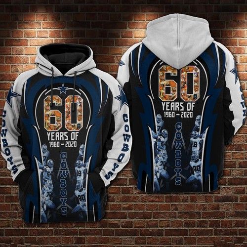 Dallas Cowboys 60 Year 3D Zip Up Hoodie Unisex, Jacket, Sweatshirt, T-Shirt