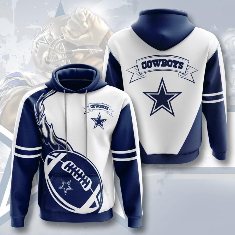 Dallas Cowboys Flame Design Pattern For Fan Unisex 3D Zip up Hoodie Jacket T-shirt