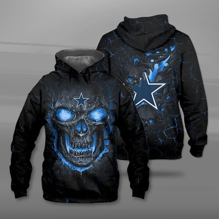 Dallas Cowboys Skull Unisex 3D Zip up Hoodie Jacket T-shirt