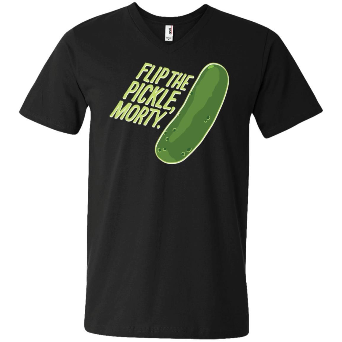 Rick And Morty Flip The Pickle Quote Men V-Neck T-Shirt