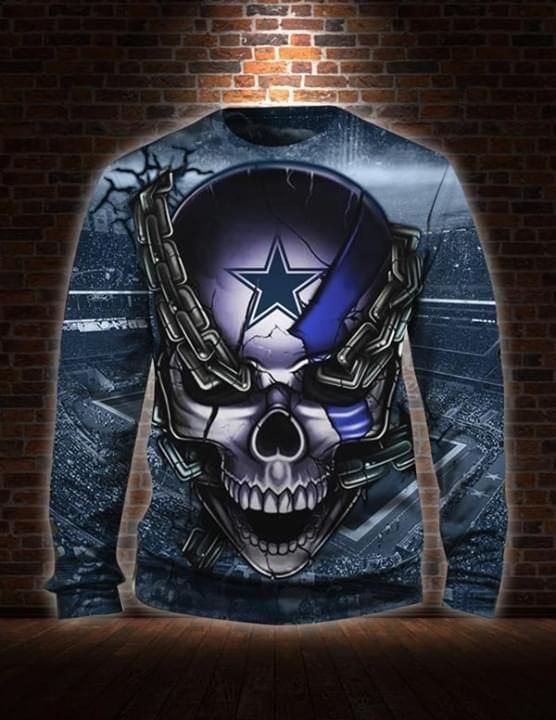 Dallas Cowboys Skull Chain Unisex 3D Zip up Hoodie Jacket T-shirt