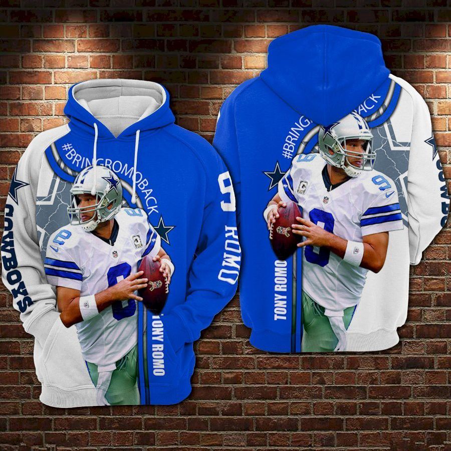 Dallas Cowboys Romo Back 3D Pullover Hoodie, Bomber Jacket, Sweatshirt, T-Shirt