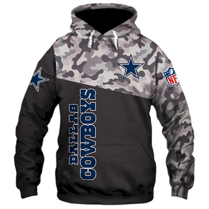 Dallas Cowboys Military Sweatshirt Long Sleeve Custom 3D Pullover Hoodie, Bomber Jacket, Sweatshirt, T-Shirt