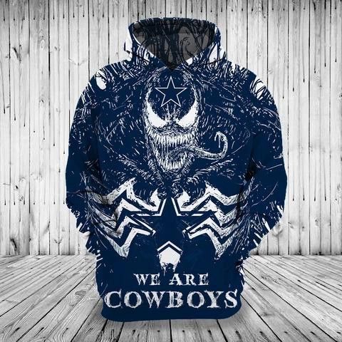 Venom Character Dallas Cowboys 3D Zip Up Hoodie Unisex, Jacket, Sweatshirt, T-Shirt