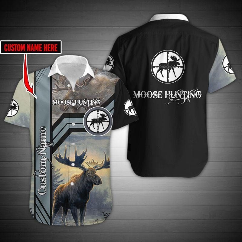 Moose Hunting custom name Aloha Hawaiian Shirts #KV