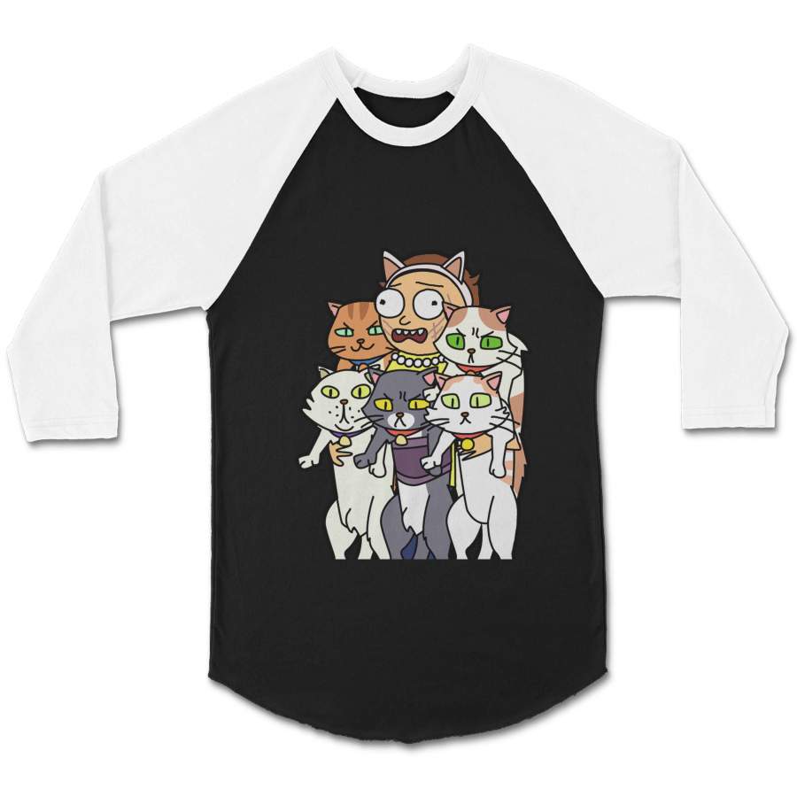 Rick And Morty Cats Pickle Rick Neko Atsume CPY Unisex 3/4 Sleeve Baseball Tee T-Shirt