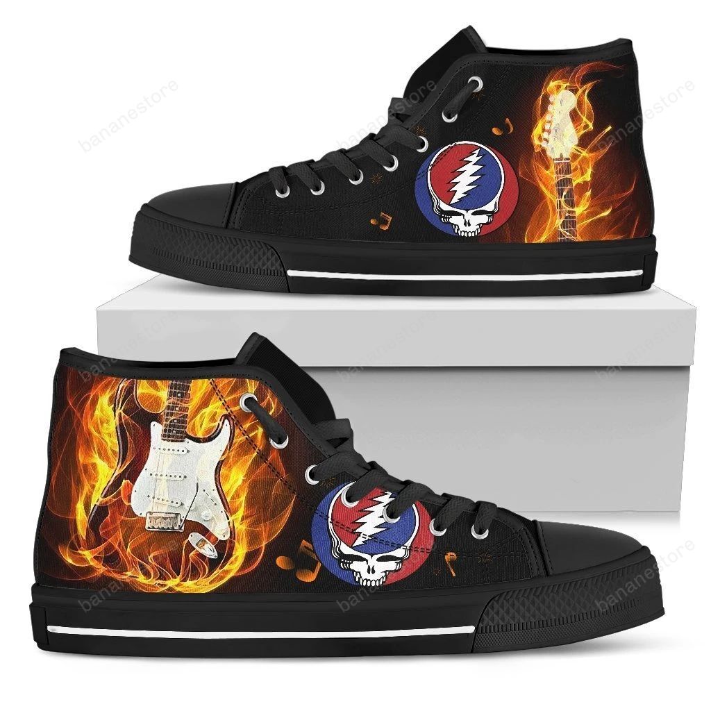 Grateful Dead Sneakers Fire Guitar High Top Shoes For Music Fans