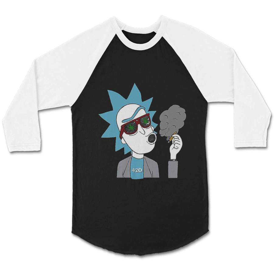 Rick and Morty Dab Rig Cannabis Marijuana Stoner Gift Unisex 3/4 Sleeve Baseball Tee T-Shirt