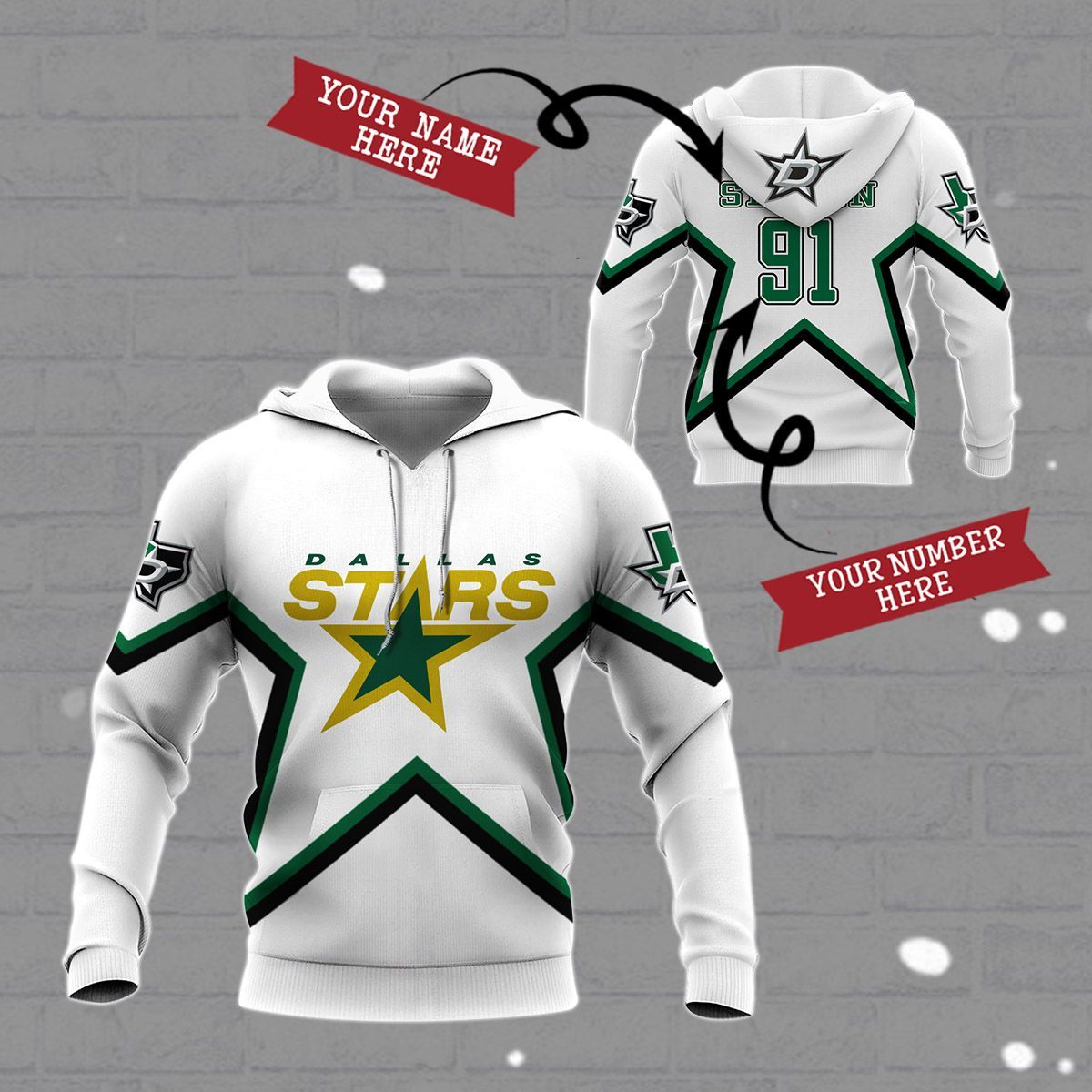 Custom 3D All Over Printed Dallas Stars Shirts Ver1 (White)