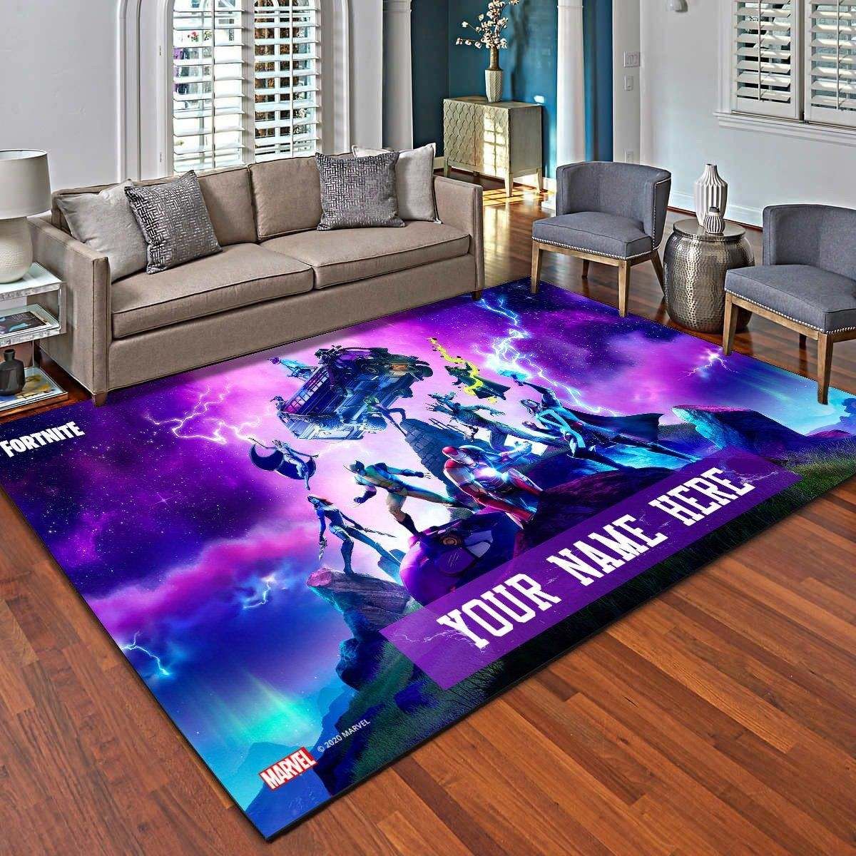 Fortnite Logo Personalized Rug, Living Room Bedroom Carpet – Customized Fan Cave Floor Mat