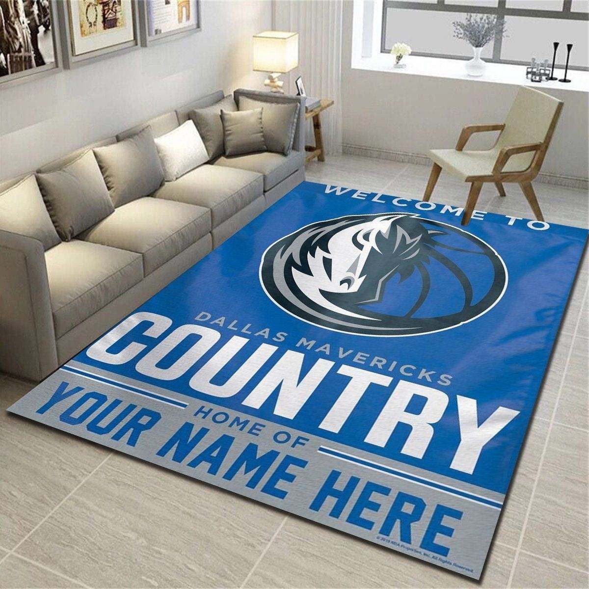 Dallas Mavericks Personalized Area Rug, Team Living Room Carpet, Customized Floor Mat Home Decor