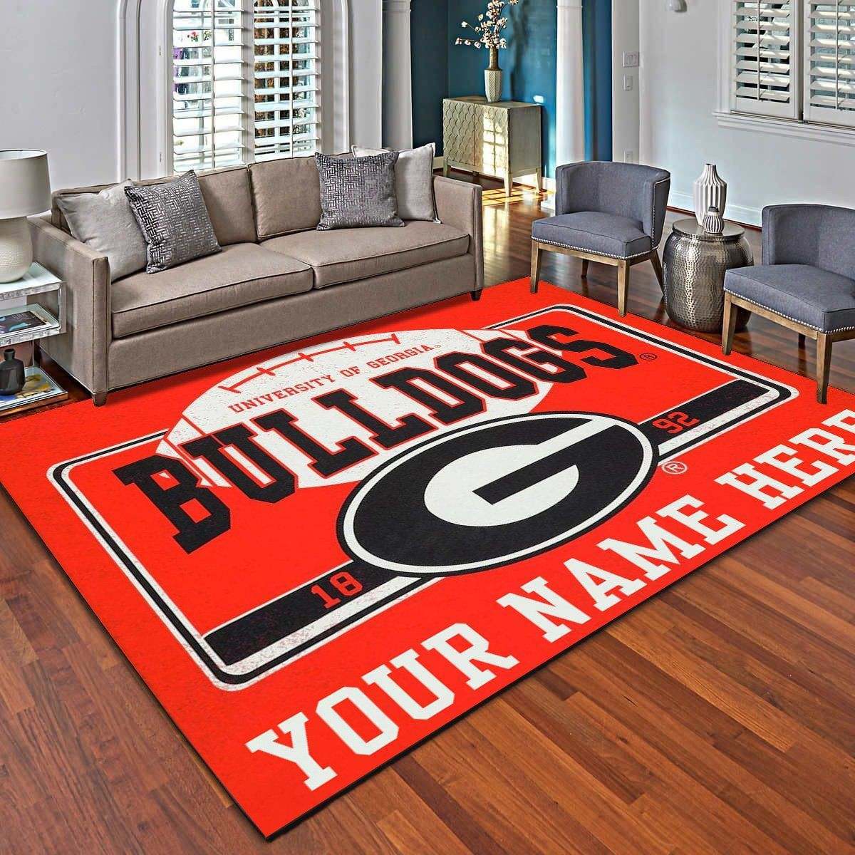 Georgia Bulldogs Personalized Area Rugs, Living Room Bedroom Carpet – Customized Floor Decor