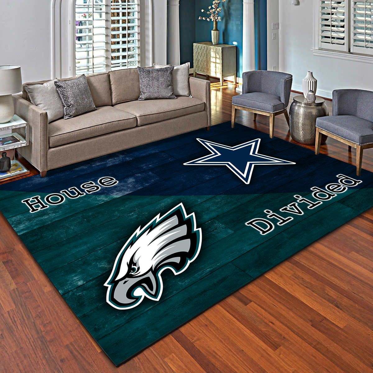 Dallas Cowboys & Philadelphia Eagles Area Rugs, Customized ?House Divided Carpet