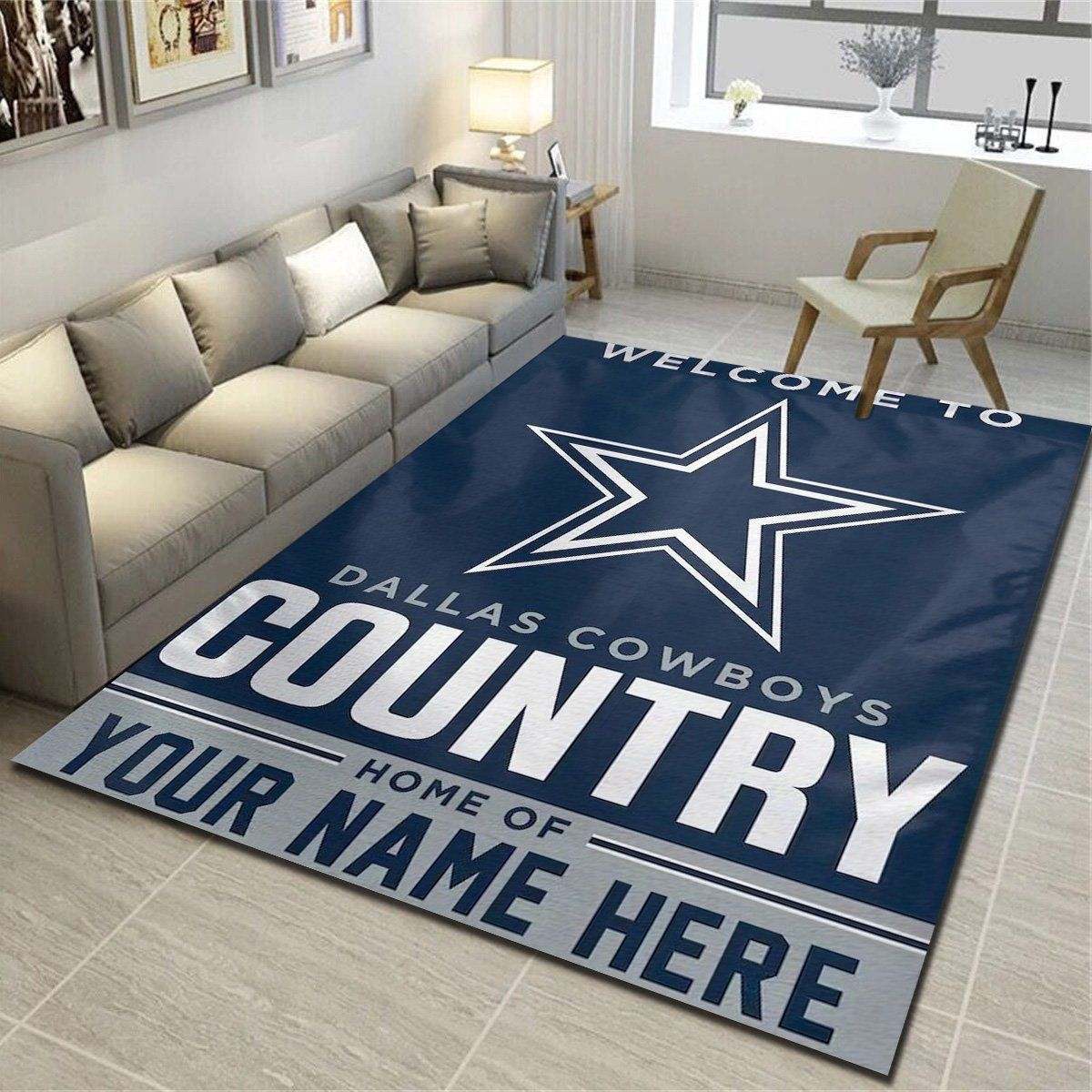 Dallas Cowboys Personalized Rug, Team Living Room Bedroom Carpet, Customized Man Cave Floor Mat