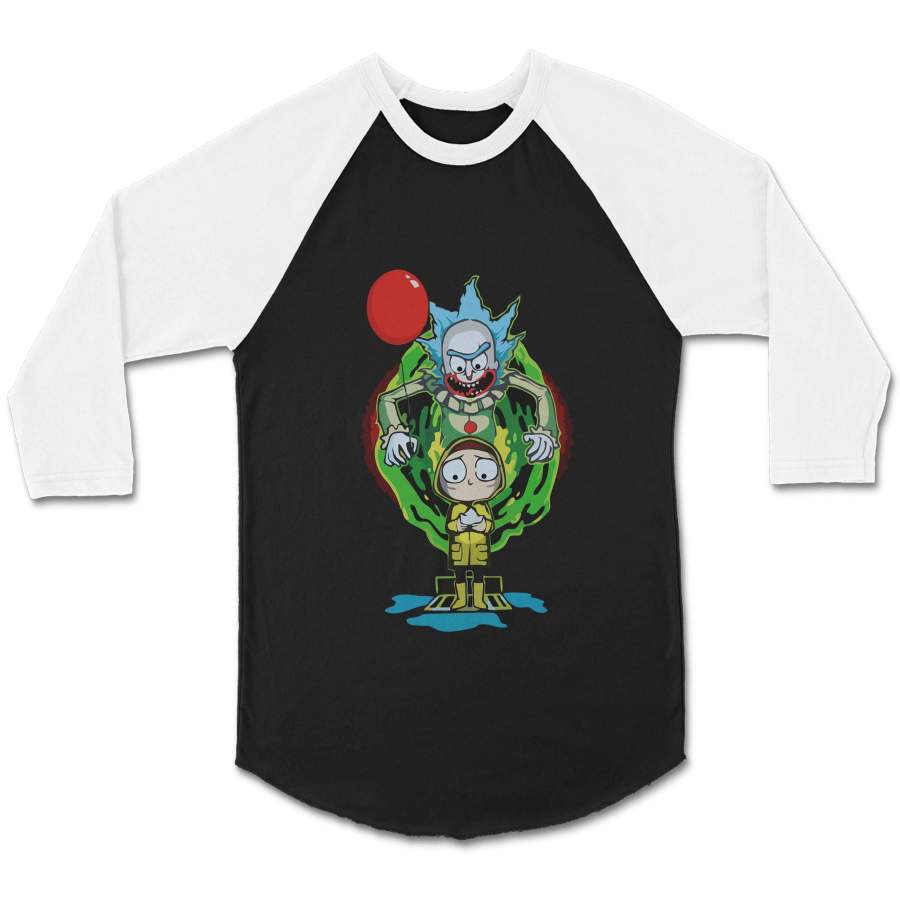 It And Morty Pennywise Rick And Morty Combo CPY Unisex 3/4 Sleeve Baseball Tee T-Shirt