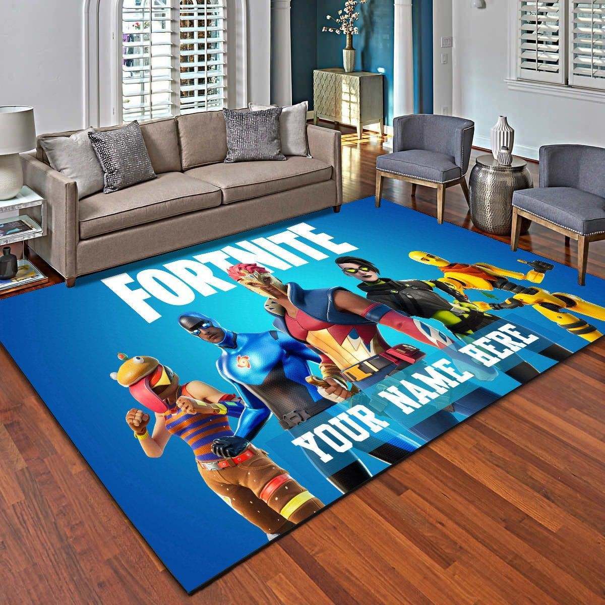 Fortnite Personalized Area Rug, Living Room Carpet – Customized Floor Mat Home Decor