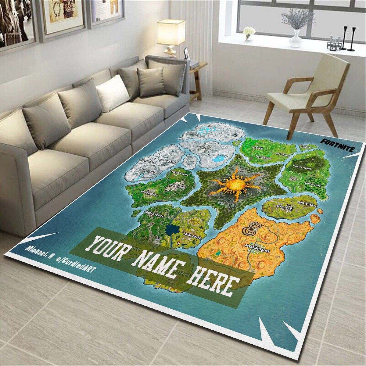 Fortnite Personalized Area Rug, Living Room Bedroom Carpet – Customized Floor Decor