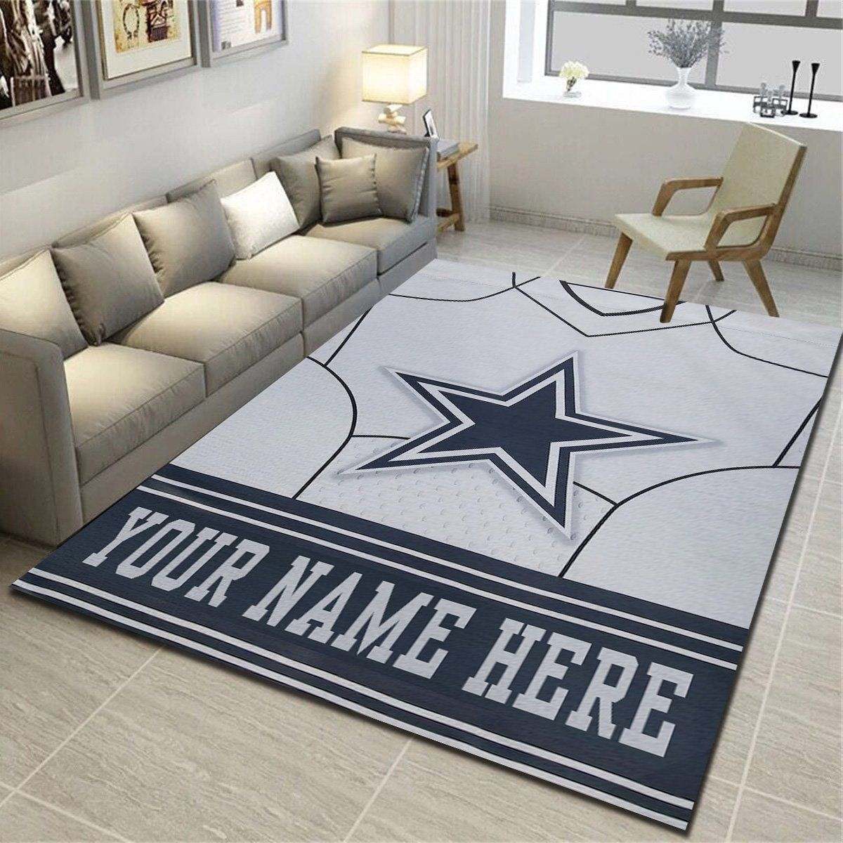 Dallas Cowboys Personalized Area Rug, Team Living Room Bedroom Carpet, Customized Fan Cave Floor Mat