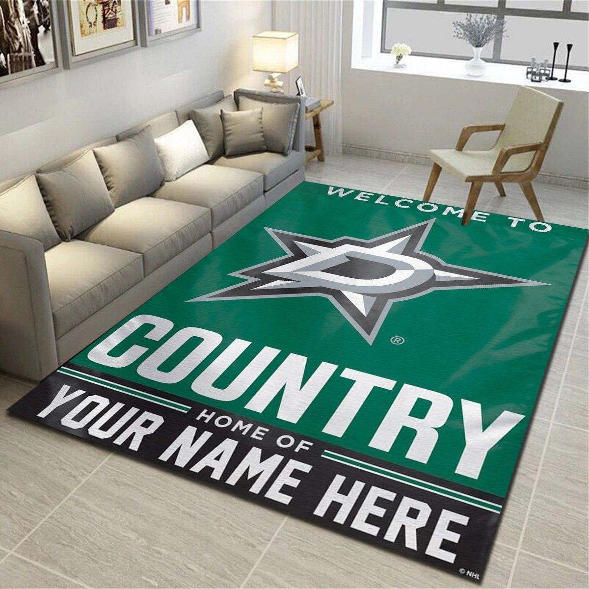 Dallas Stars Personalized Rug, Team Living Room Carpet, Customized Floor Decor