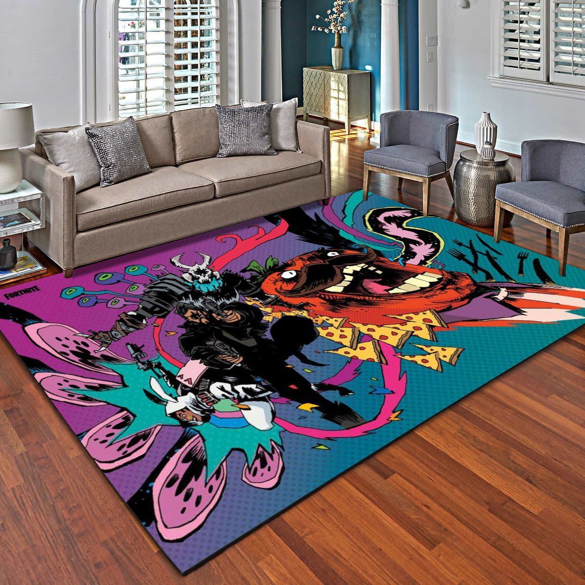 Fortnite Jim Mahfood Pizza Rugs, Living Room Carpet