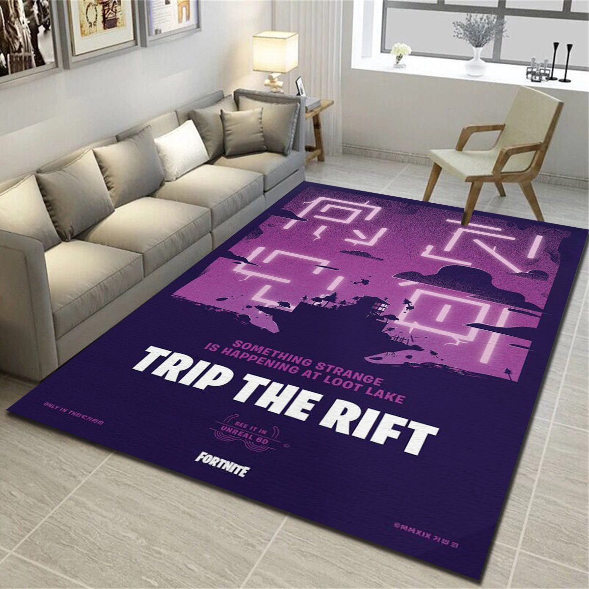 Fortnite Loot Lake Area Rug, Living Room Bedroom Carpet