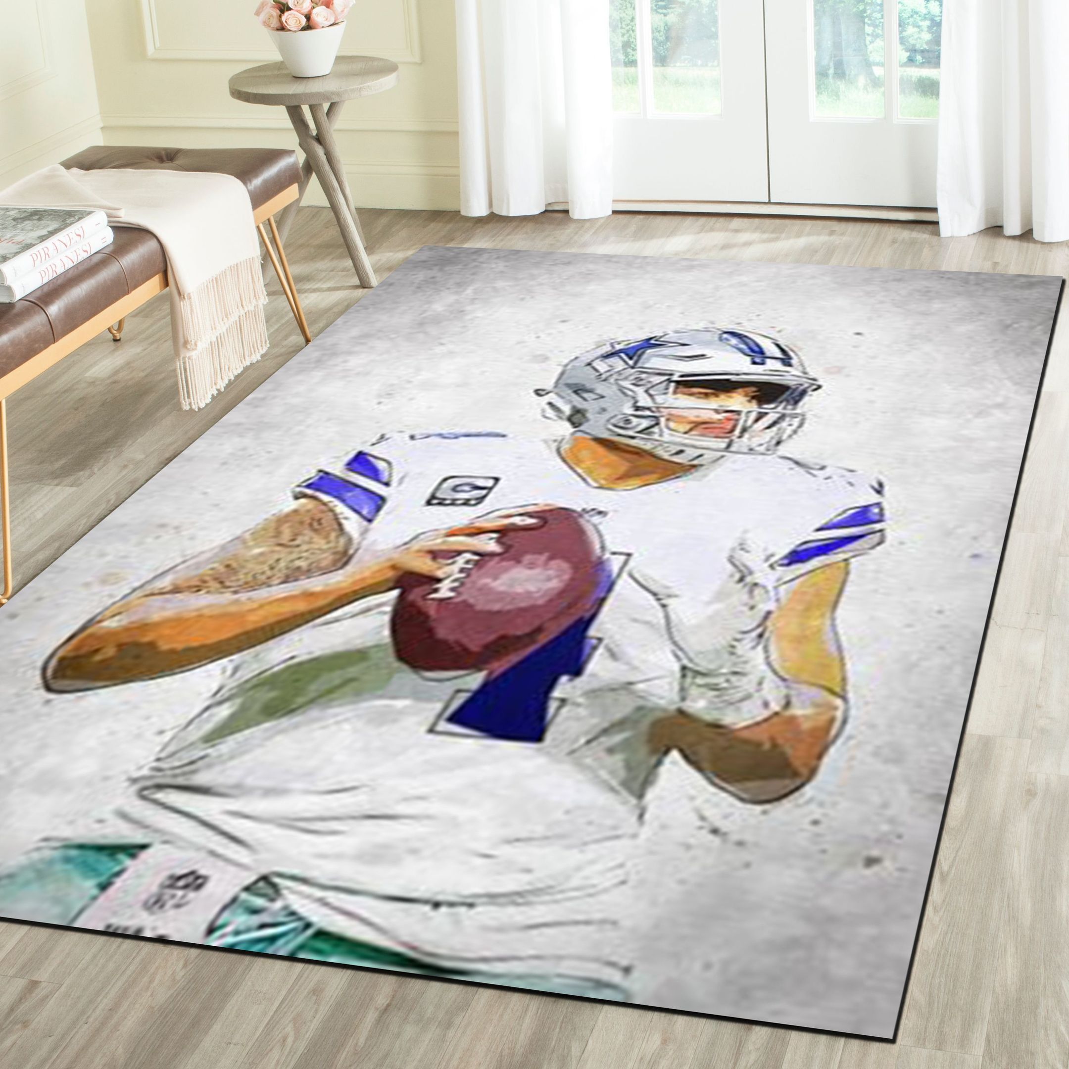 Dallas Cowboys Logo Area Rug, Football Team Living Room Carpet, Sports Floor Mat