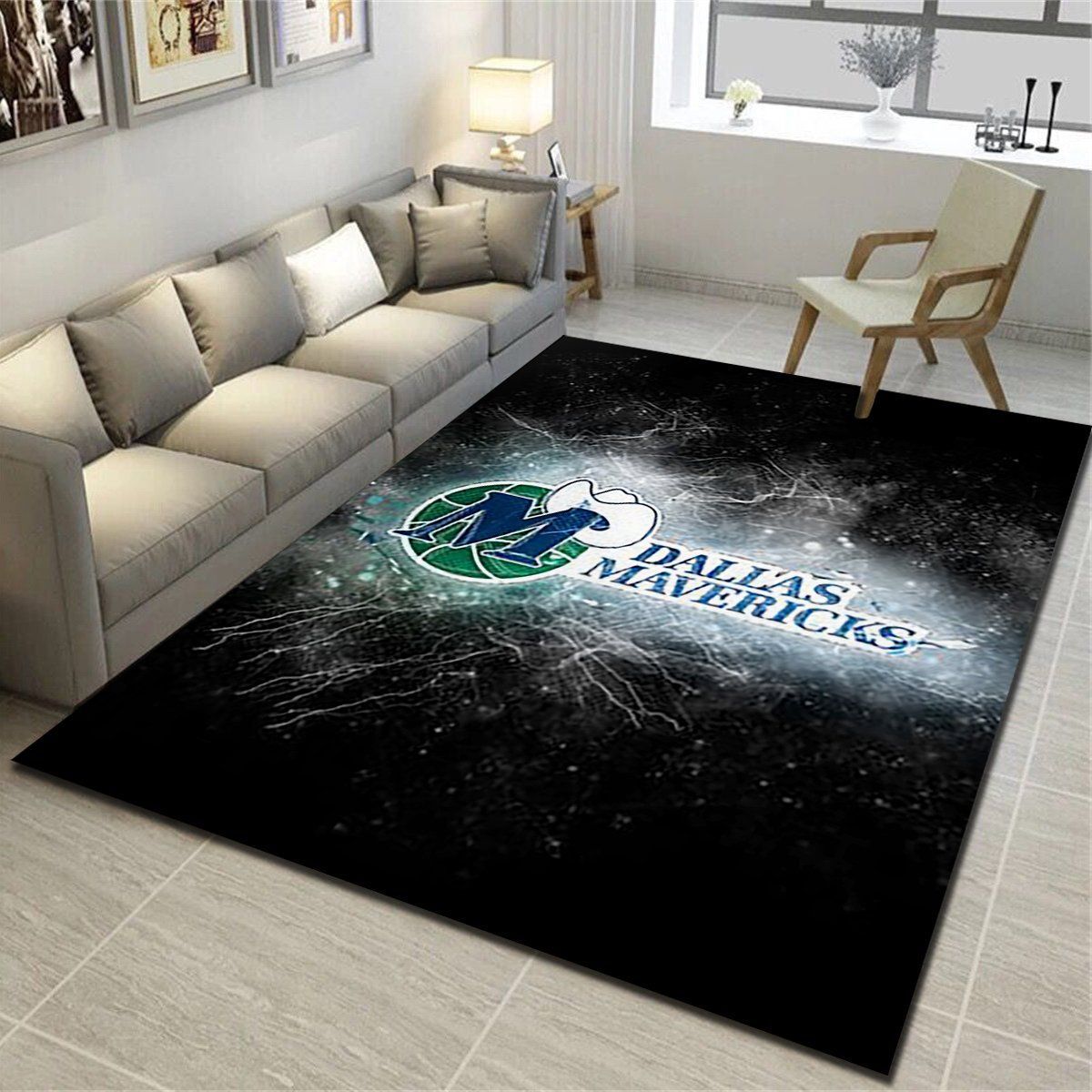 Dallas Mavericks Area Rug, Basketball Team Living Room Carpet, Sports Floor Mat