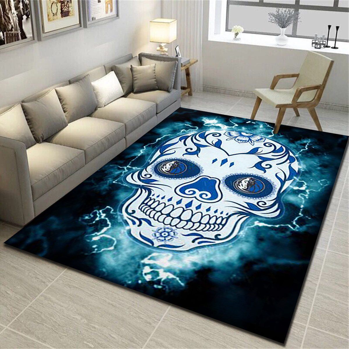 Dallas Mavericks Area Rug, Basketball Team Living Room Bedroom Carpet, Man Cave Floor Mat